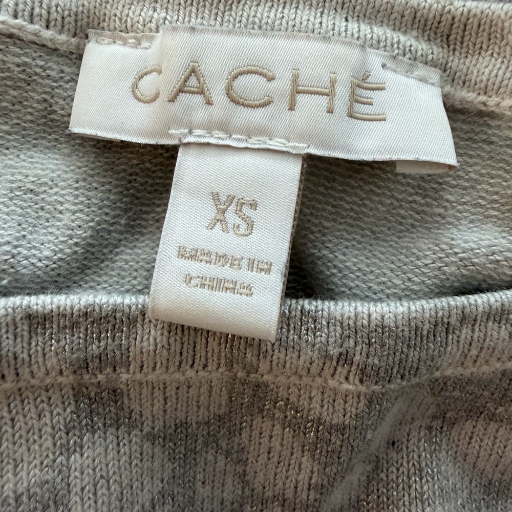 Y2k Cache Shimmer Silver Gray Patterned Long Slee… - image 6